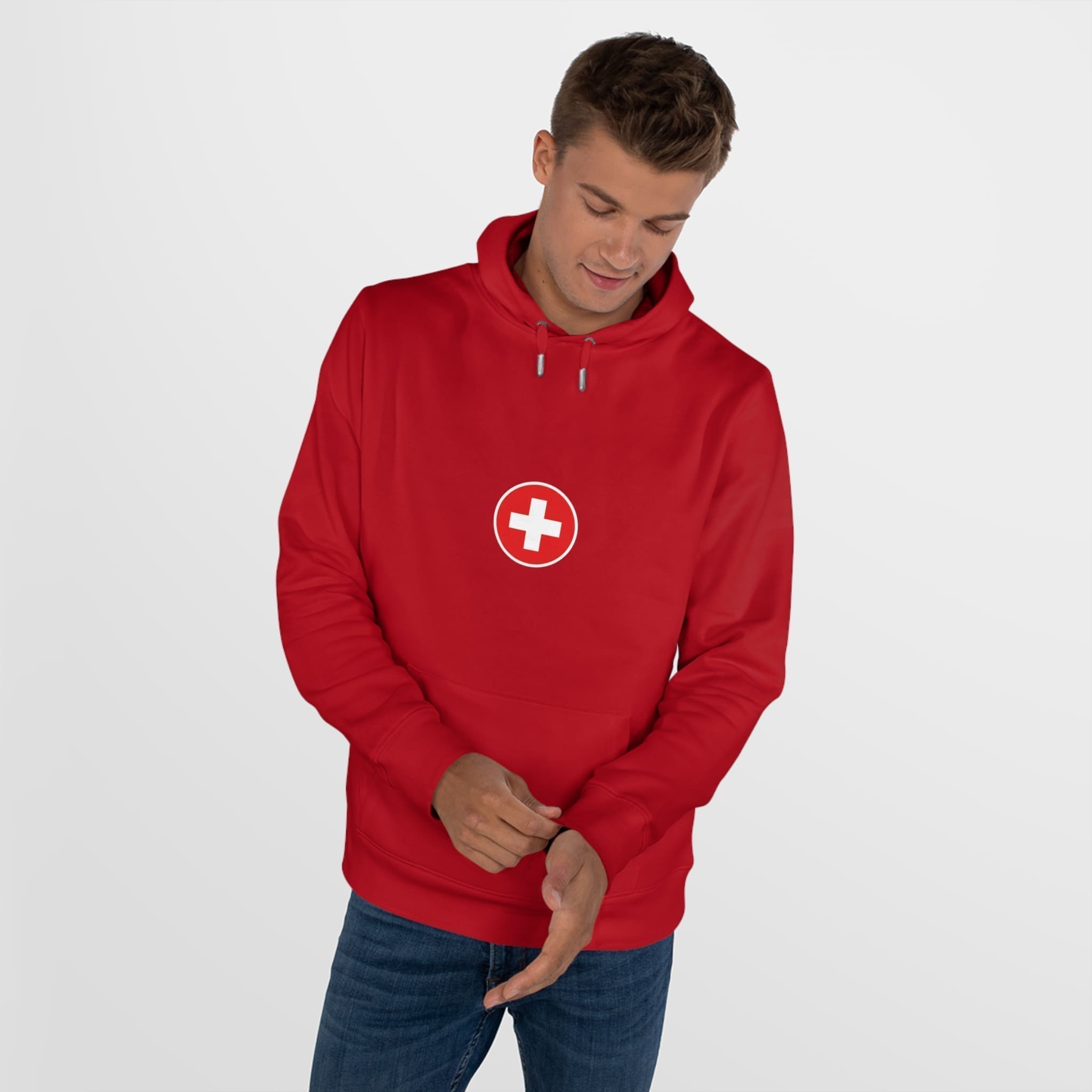 Sweat à capuche rond avec croix suisse – Image 32