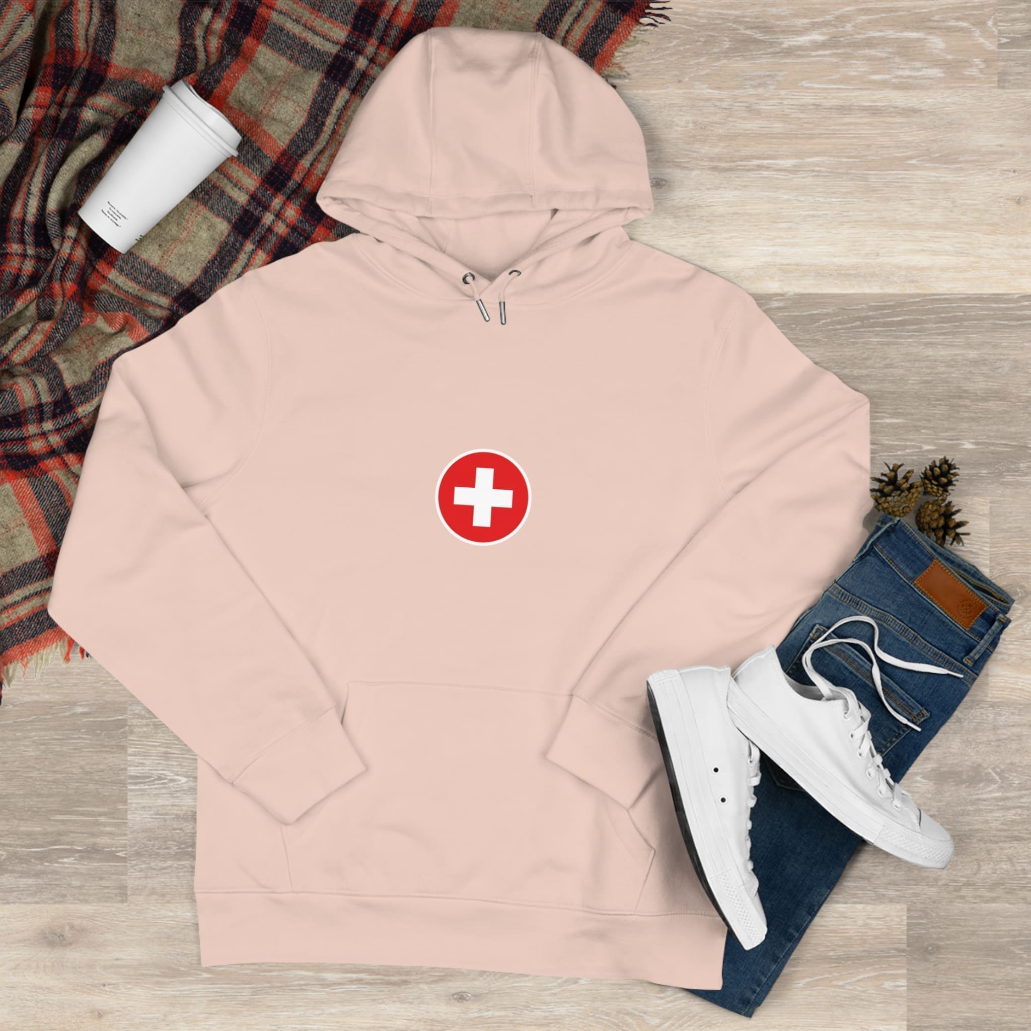 Sweat à capuche rond avec croix suisse – Image 7