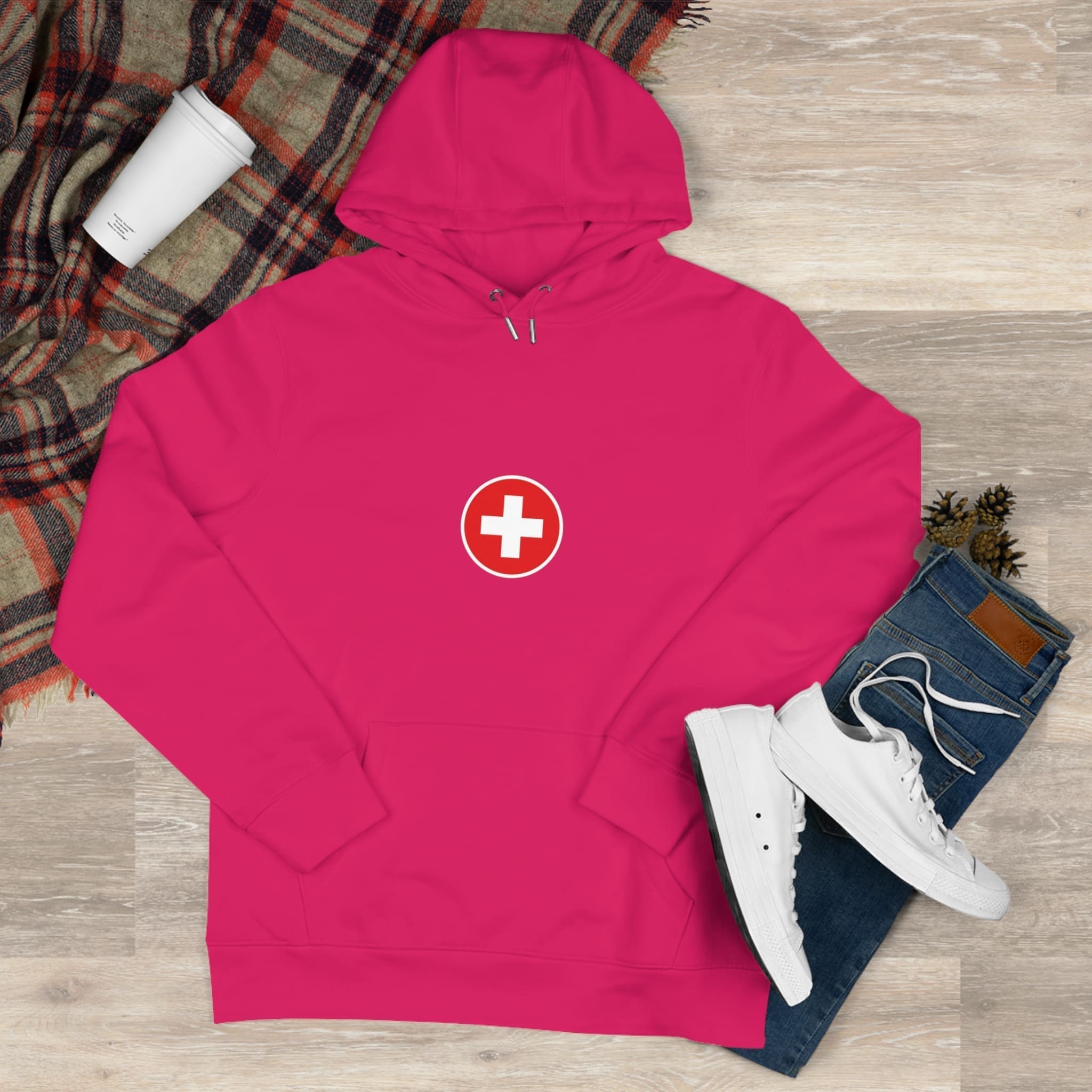 Sweat à capuche rond avec croix suisse – Image 27