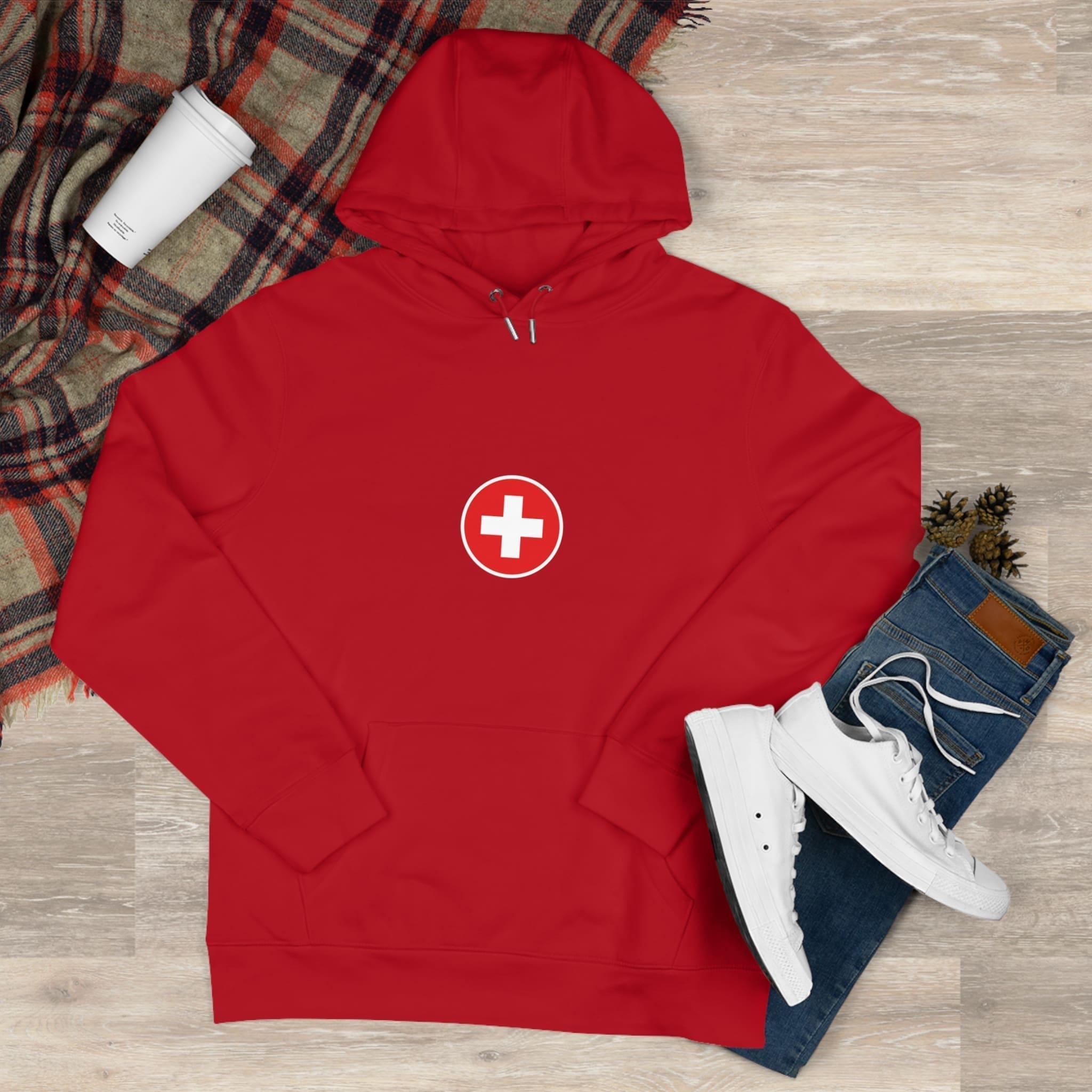 Sweat à capuche rond avec croix suisse – Image 31