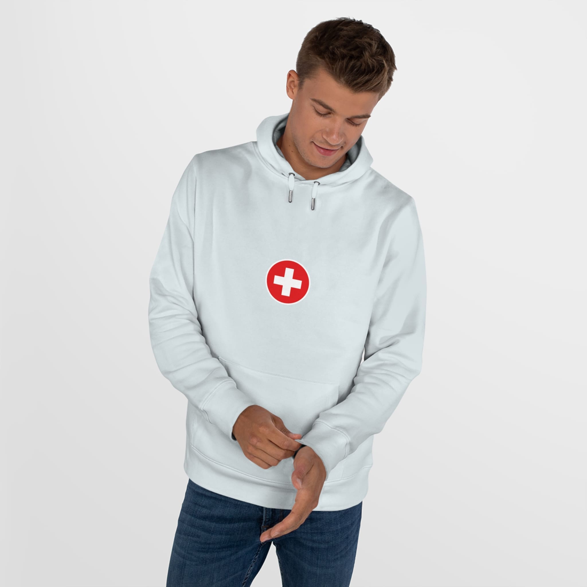 Sweat à capuche rond avec croix suisse – Image 24